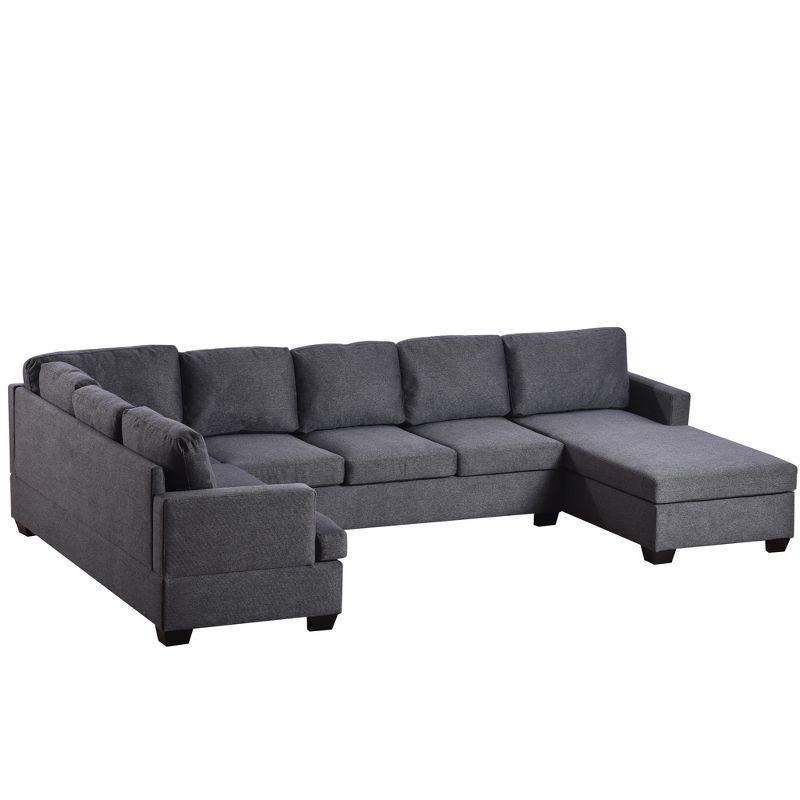 Modern Large Upholstered U-Shaped Sectional Sofa With Extra Wide Recliner - ModernLuxe, 4 of 13