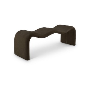 Meridian Furniture,Willow Brown Chenille Fabric Bench - 1 of 4