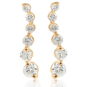 Pompeii3 Ladies 1/2ct Diamond Journey Earrings 14K Yellow Gold - 1 of 4