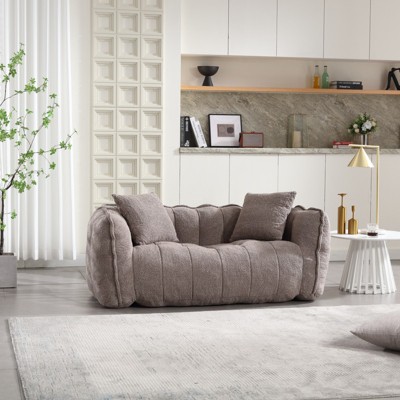 Aukfa Twin Size Bean Bag Chairs, Loveseat Bean Bag Sofa Modern Lazy Sofa Chair with Armrests for Living Room, Bedroom, Apartment