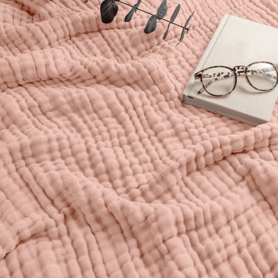 Blush Queen Muslin Cotton Cooling Throw Blanket