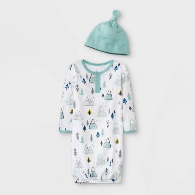 Baby Boys' 2pc 'Adventure Awaits' NightGown with Hat - Cloud Island™ Green 0-3M