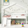 Whisen Twin Low Loft House Bed with Slide, Ladder, Safety Guardrails, House Roof Frame - 2 of 4