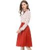 Allegra K Women's Bow Tie Neck Ruffled Collar Printed Long Sleeve Vintage Blouse - 4 of 4