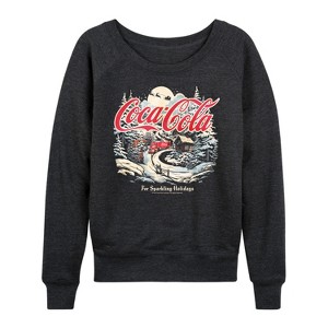 Women's - Coca-Cola - Deliver Holiday Cheer Lightweight French Terry Wide Neck Long Sleeve Graphic Shirt - 1 of 4