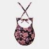 Women's Floral Tummy Control Crisscross Tie Back One-Piece Swimsuit - Cupshe - 2 of 4