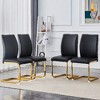 Lyngins Luxury Dining Chair Set of 4, Crazy Horse Leather Texture PU Armless Chair with Arched Silver Metal Legs, Ergonomic Back Kitchen Chair - 2 of 4
