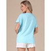INSPIRE CHIC Women's Summer Short Sleeve Casual V Neck Pleated Button Tunic Tops - 3 of 4