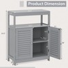 Costway Bathroom Floor Cabinet Storage Organizer with Open Shelf & Double Shutter Door Grey/White - 3 of 4
