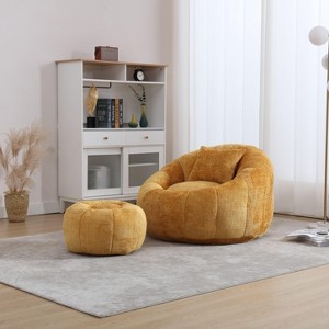 CAVINAS Chenille Bean Bag Chair with Ottoman,Lounge Chair Indoor with Pillow,Gaming Bean Bag Chairs for Adults,Bean Bag Couch for Living Room - 1 of 4