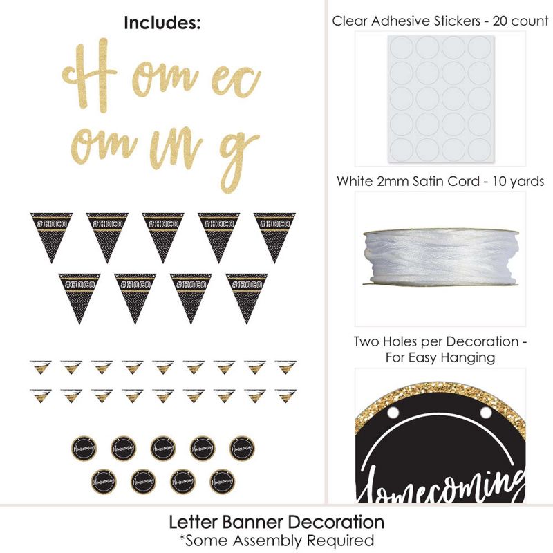 Big Dot of Happiness Hoco Dance - Homecoming Letter Banner Decoration - 36 Banner Cutouts and No-Mess Real Gold Glitter Homecoming Banner Letters, 4 of 10