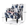 Floral Fabric Contemporary Tufted Club Chair with Turned Birch Wood Legs - 4 of 4