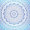 HomeRoots 92" X 84" Blue And White Mandala Cotton Hanging Tapestry - 4 of 4
