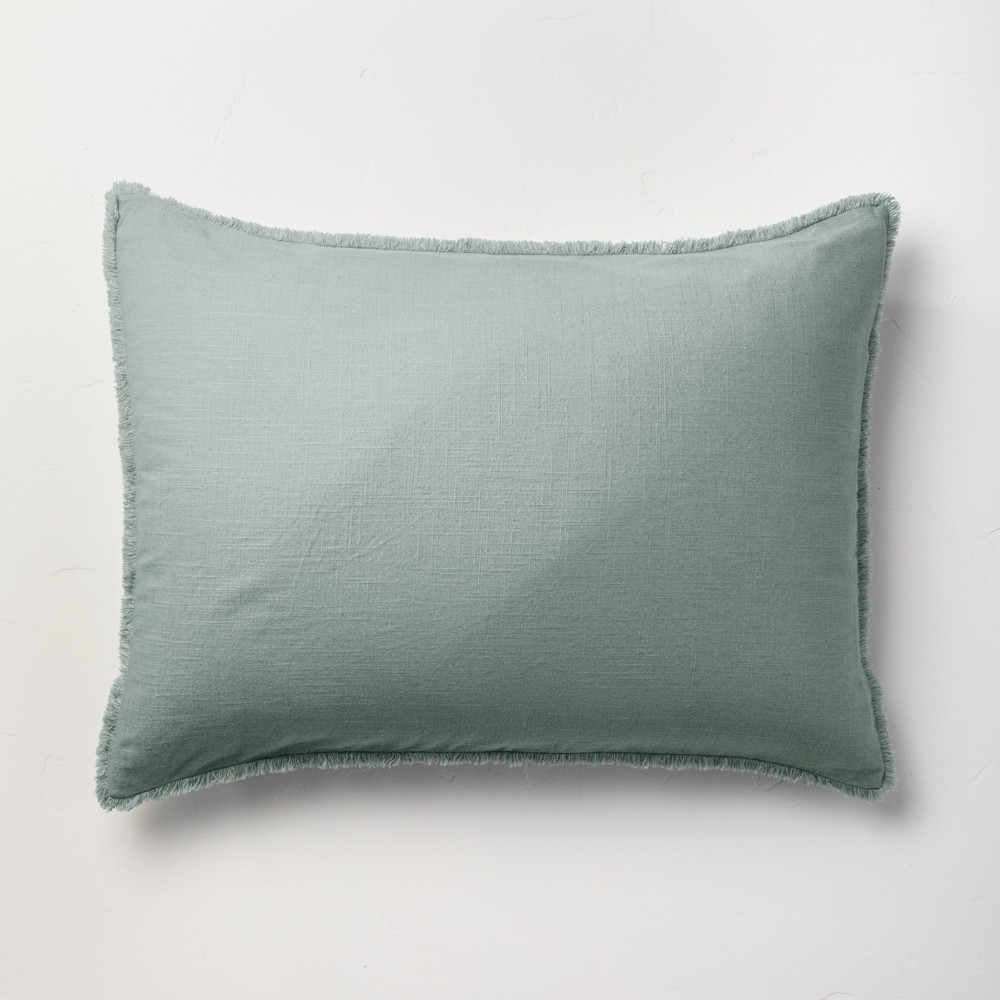 Photos - Pillowcase Standard Heavyweight Linen Blend Comforter Sham Sage Green - Casaluna™