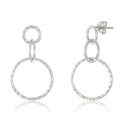 SHINE by Sterling Forever Sterling Silver Hammered Triple Drop Earrings