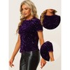 INSPIRE CHIC Women's Sequin Velvet Crew Neck Short Sleeve T-shirt - 2 of 4