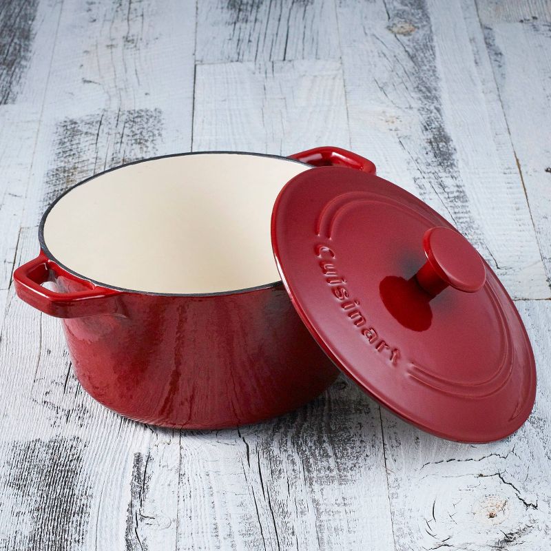Cuisinart Chef&#39;s Classic 3qt Red Enameled Cast Iron Round Casserole with Cover - CI630-20CR, 4 of 7