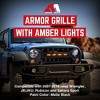 AMERICAN MODIFIED Armor Grille with Amber Lights, 07-08 Jeep Wrangler JK, Black - 2 of 4