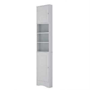 Tramull Corner Bathroom Cabinet with 2 Doors & Adjustable Shelves, Space-Saving Tall Storage Unit, Waterproof MDF - 1 of 4