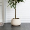 LuxenHome 15.5" Dia Round Concrete Planter Large Indoor Outdoor Plant Pot with Drainage Hole and Plug Modern Off-White Ripped Flower Pot - 4 of 4