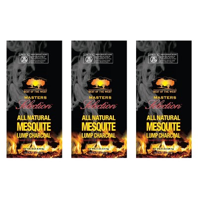 Best of the West All-Natural Mesquite Lump Charcoal for Grilling or Smoking, No Added Preservatives, 20-Pound Bag (3 Pack)