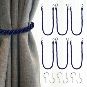Unique Bargains Handmade Woven Braided Metal Screw Hooks Curtain Tiebacks - 1 of 4