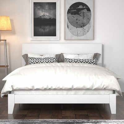 Queen bed frame with headboard white sales