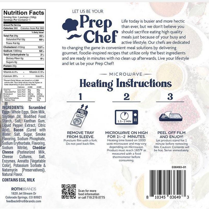 Prep Chef Frozen Bacon Egg and Cheese Breakfast Bowl - 5.5oz, 2 of 3