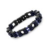 Steeltime Black Ion Plated stainless steel Bicycle Link Designed 8" Bracelet with Blue Accents - 2 of 4