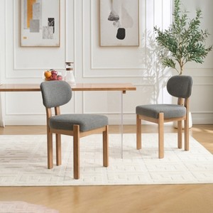KTMBDW Wooden Dining Chairs Set of 2, 2 Modern Fabric Upholstered Kitchen Side Chairs, Farmhouse Dining Room Chair - 1 of 4