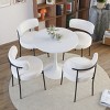 White Boucle Dining Chairs Set of 2,Mid-Century Modern Curved Back Upholstered Kitchen Chairs with Black Metal Legs-Baofuwish - 3 of 4