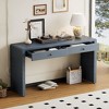 PAGED Rustic Curved Console Table with Storage, Farmhouse Entryway Sofa Tables, Wooden Entryway Table with 2 Drawers - 2 of 4