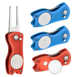 Unique Bargains Metal Foldable Magnetic Ball Marker Golf Divot Repair Tool 4 Pcs - 1 of 4