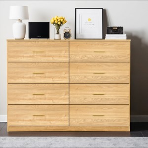QingMoon Large 8 Drawer Dresser, Wood Storage Dresser with Gold Handles and Sturdy Frame for Living Room, Bedroom - 1 of 4