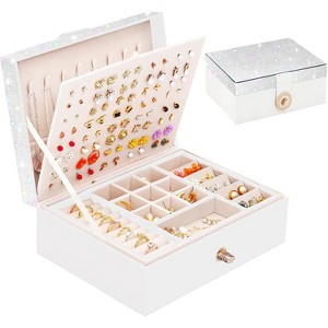 Pink Jewelry Organizer Box for Teens with Earring Holder and Storage - 1 of 4
