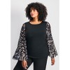 Avenue Women's Plus Size Mylo Mesh Print Bell Sleeve Top - image 4 of 4