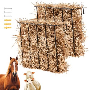 VEVOR Livestock Hay Feeder, 24 Gallons Large Capacity, 2 Packs Heavy-Duty Steel Goat Hay Rack, 27'' Long Wall Mounted Horse Hay Holder - 1 of 4