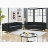 TiramisuBest Velvet Sofa for Living Room,Tufted Square Arm Couch, Modern Couch Upholstered Button and Metal Legs, Sofa Couch for Bedroom, Black,2PCS - 2 of 4