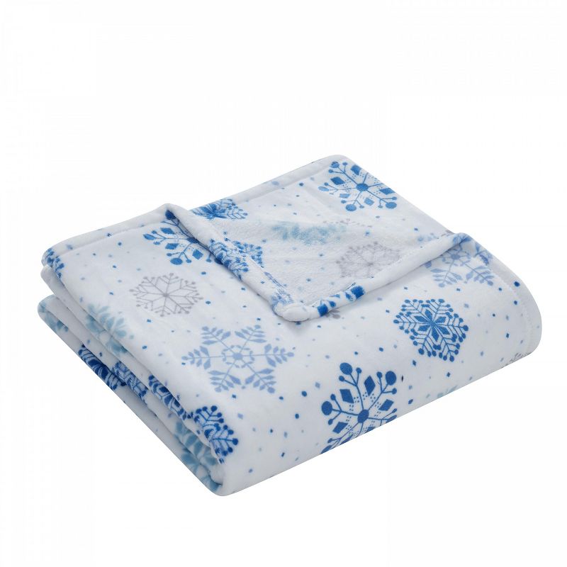 Kate Aurora Holiday Living Blue & Silver Christmas Snowflakes Accent Throw Blanket - 50 in. W x 60 in. L, 2 of 5