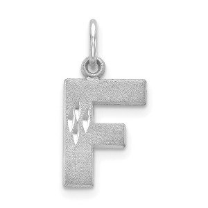 Black Bow Jewelry 14k White Gold, Julia Collection, Small Satin Block Initial F Pendant - 1 of 4