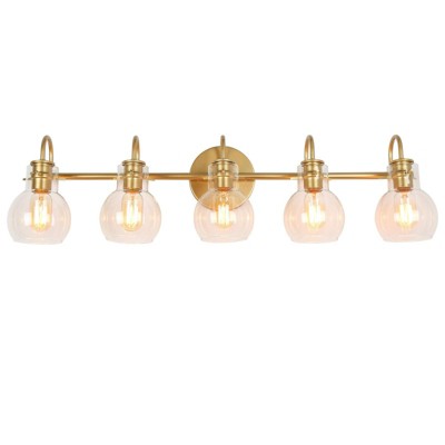 LNC Pursuit  35.5-in 5-Lights Matte Gold with Clear Glass   Modern/Contemporary Vanity  Lights