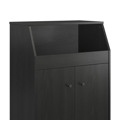 Black Oak 2-Door Vertical Storage Tower with Adjustable Shelves