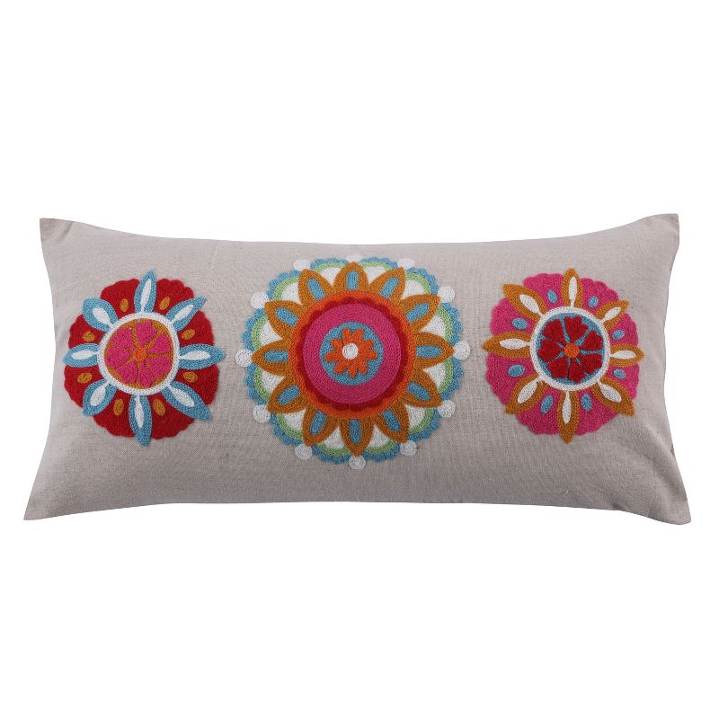 Rhapsody Decorative Pillow - Flower Medallions - Multicolor, White - Levtex Home, 1 of 4