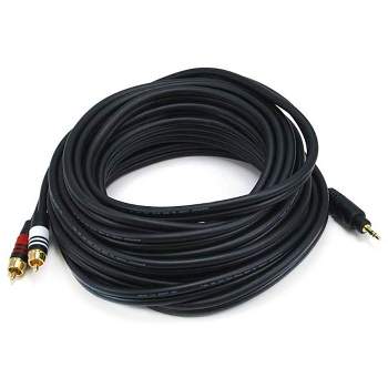 Monoprice Audio Cable - 25 Feet - Black | Premium Stereo Male to 2 RCA Male 22AWG, Gold Plated