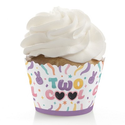 Big Dot of Happiness Two Cool - Girl - Pastel 2nd Birthday Party Decorations - Party Cupcake Wrappers - Set of 12
