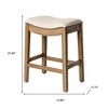 HomeRoots 26" Beige and Brown Fabric and Solid Wood Backless Counter Height Bar Chair - 3 of 4
