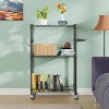 LunaLulinlk 3-Tier Storage Wire Rack Metal Storage Shelf Heavy Duty Shelf With Wheels For Home,Black - 2 of 4