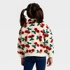 Toddler Girls' Cozy Cherry Jacquard Fleece Jacket - Cat & Jack™ Beige - 2 of 3