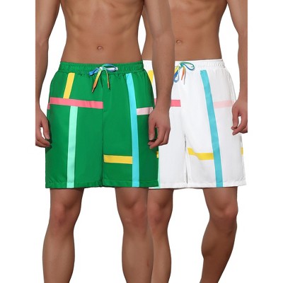 Lars Amadeus Men's Colorful Drawstring Elastic Waist Board Shorts 2 Pcs