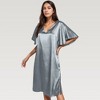 Anna-Kaci Lounge Women's Satin Midi Dress with V-Neckline and Flutter Sleeves for a Relaxed Elegant Fit - Small, Gray - 2 of 4